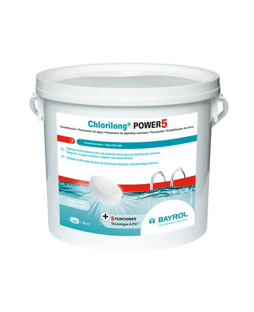 BAYROL 5 in 1 Chloor Tabletten 250gr - Multifunctionele Chloor Tabletten 5KG