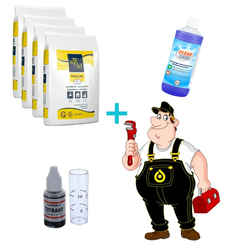 We Care Onderhoud - Nazicht Waterverzachter + 4 x 25KG Zouttabletten Voor Waterverzachter 